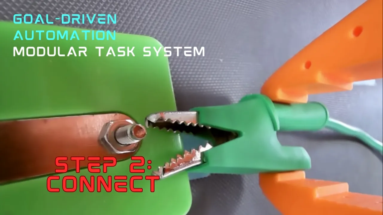 Step two, the arm positions the cell to connect the circuit